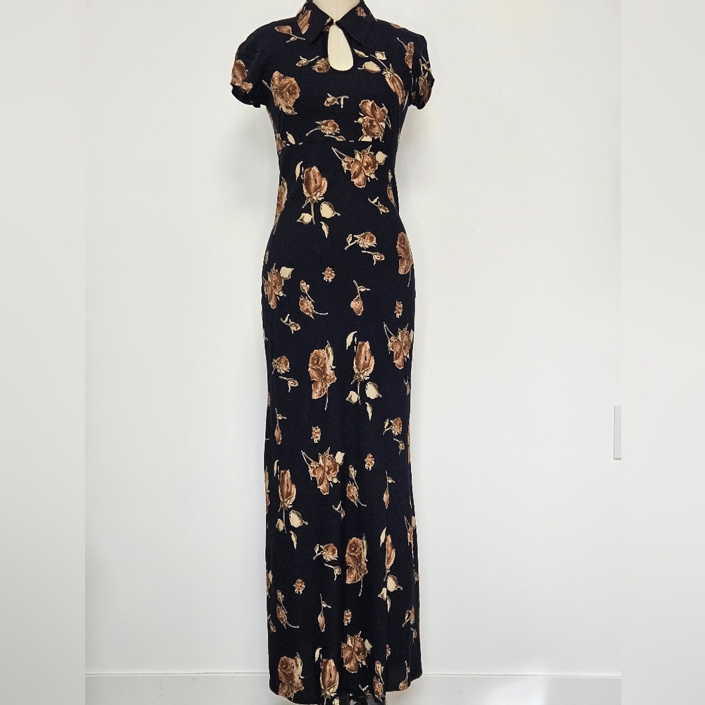 Floral Black & Brown Maxi Dress